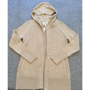 NWT Cambridge Dry Goods Women's Hooded Cardigan Wool Blend Cable Knit Longline M